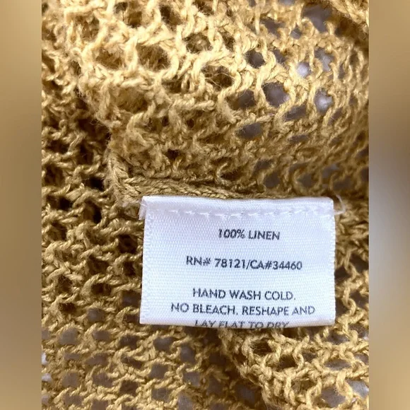 Eileen Fisher Gold Knit 100% Linen Layering Top Sweater S-M - Picture 5 of 10